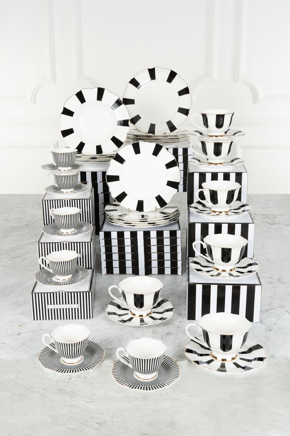 Vajilla CO Rayas Con Tazas Y Tazas Espresso 6 Personas Cristina Oria 