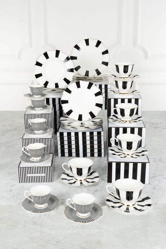 Vajilla CO Rayas Con Tazas Y Tazas Espresso 6 Personas Cristina Oria 