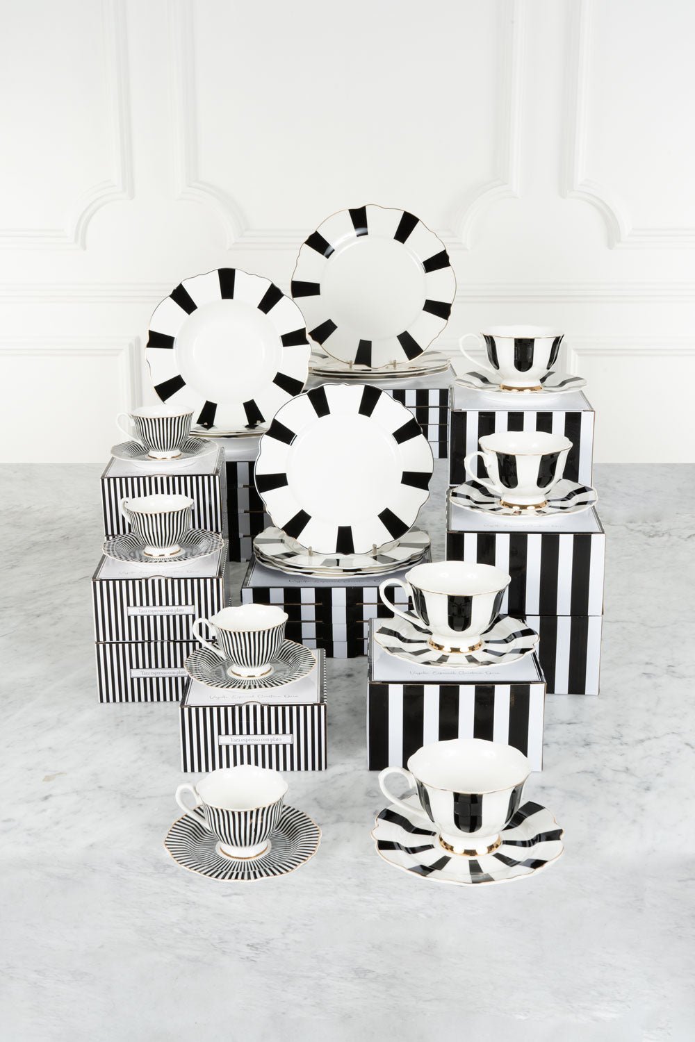 Vajilla CO Rayas Con Tazas Y Tazas Espresso 4 Personas Cristina Oria 