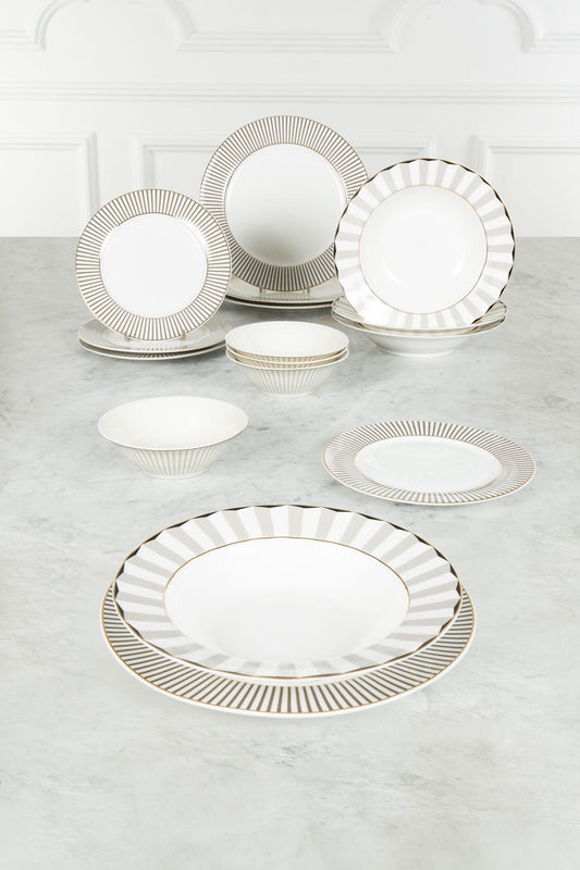 Vajilla Blanca Y Gris Con Cuencos 4 Personas Cristina Oria