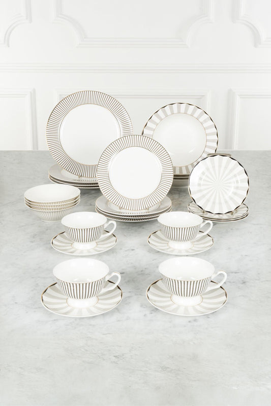 Vajilla Blanca Y Gris Completa 4 Personas Cristina Oria 