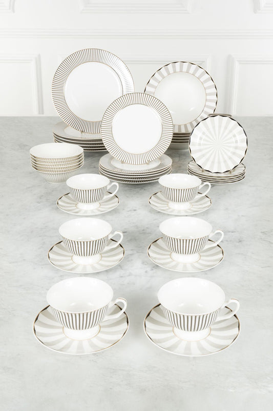 Vajilla Blanca Y Gris Completa 6 Personas Cristina Oria 