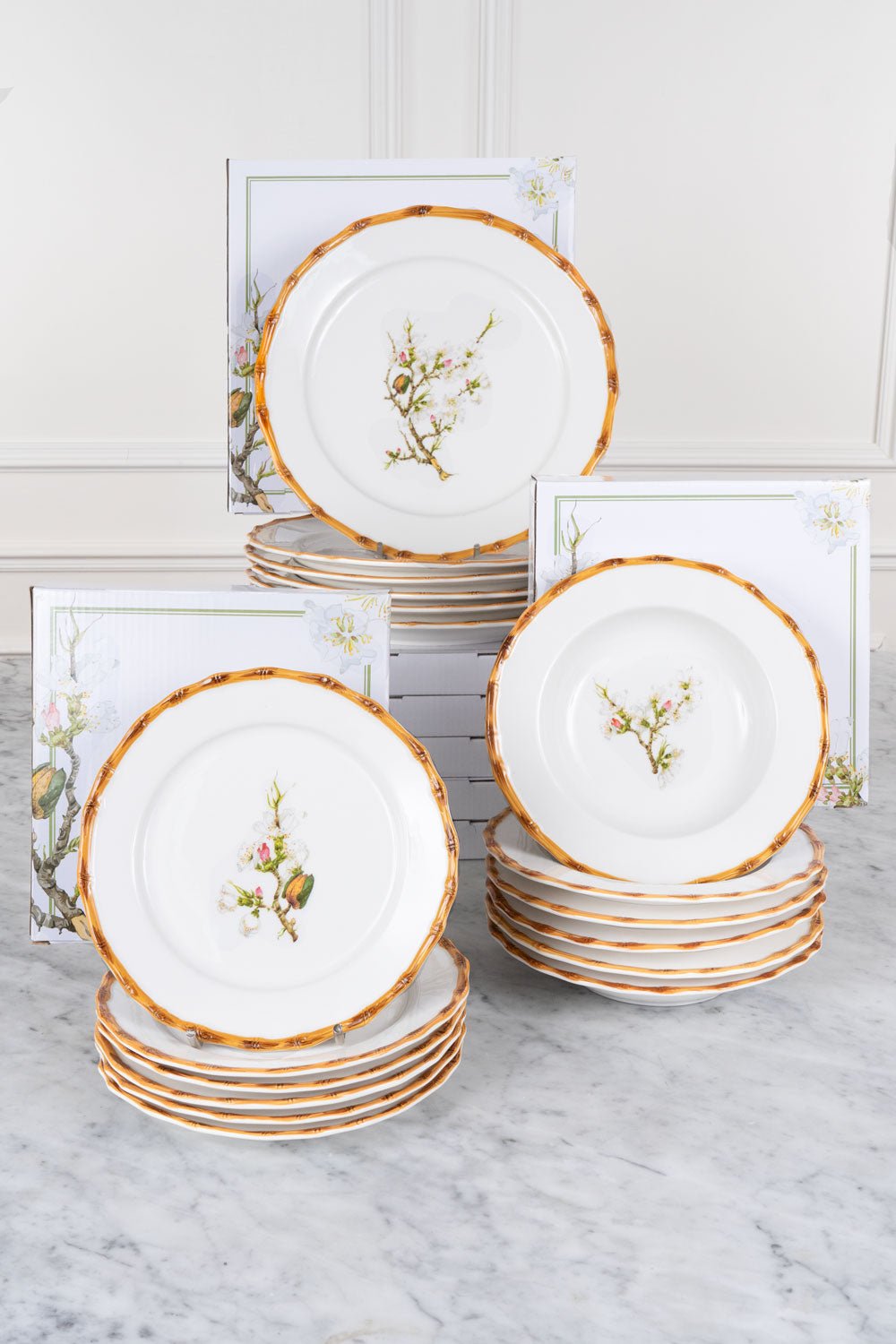 Vajilla Básica Diseño Bambú & Flor Almendro 6 Personas Cristina Oria 