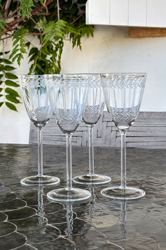Set 4 Copas Champagne Cristal Tallado Cristina Oria