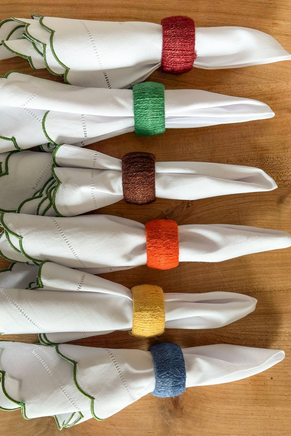 Set De 6 Servilleteros De Yute De Colores Cristina Oria 