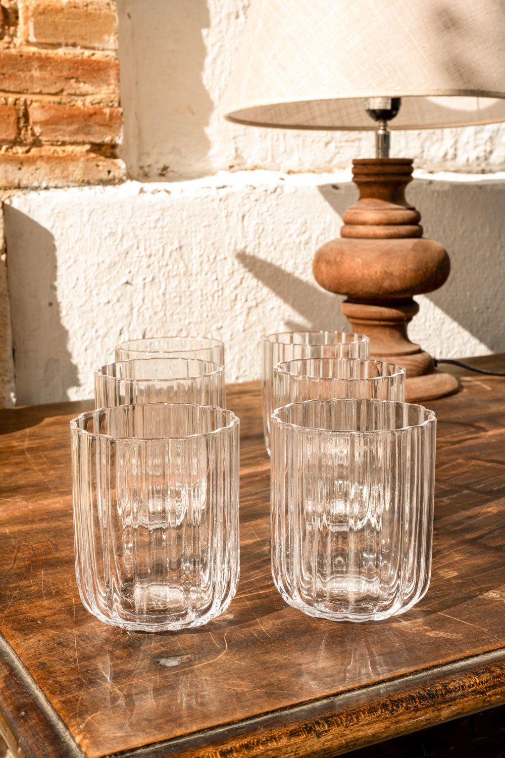 Conjunto de 6 Copos de Cristal Pequenos com Ondas