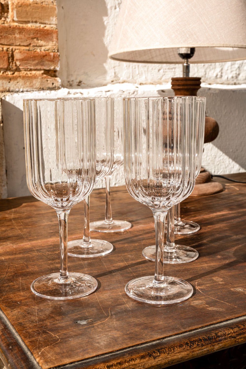Set di 6 calici da vino in cristallo con onde