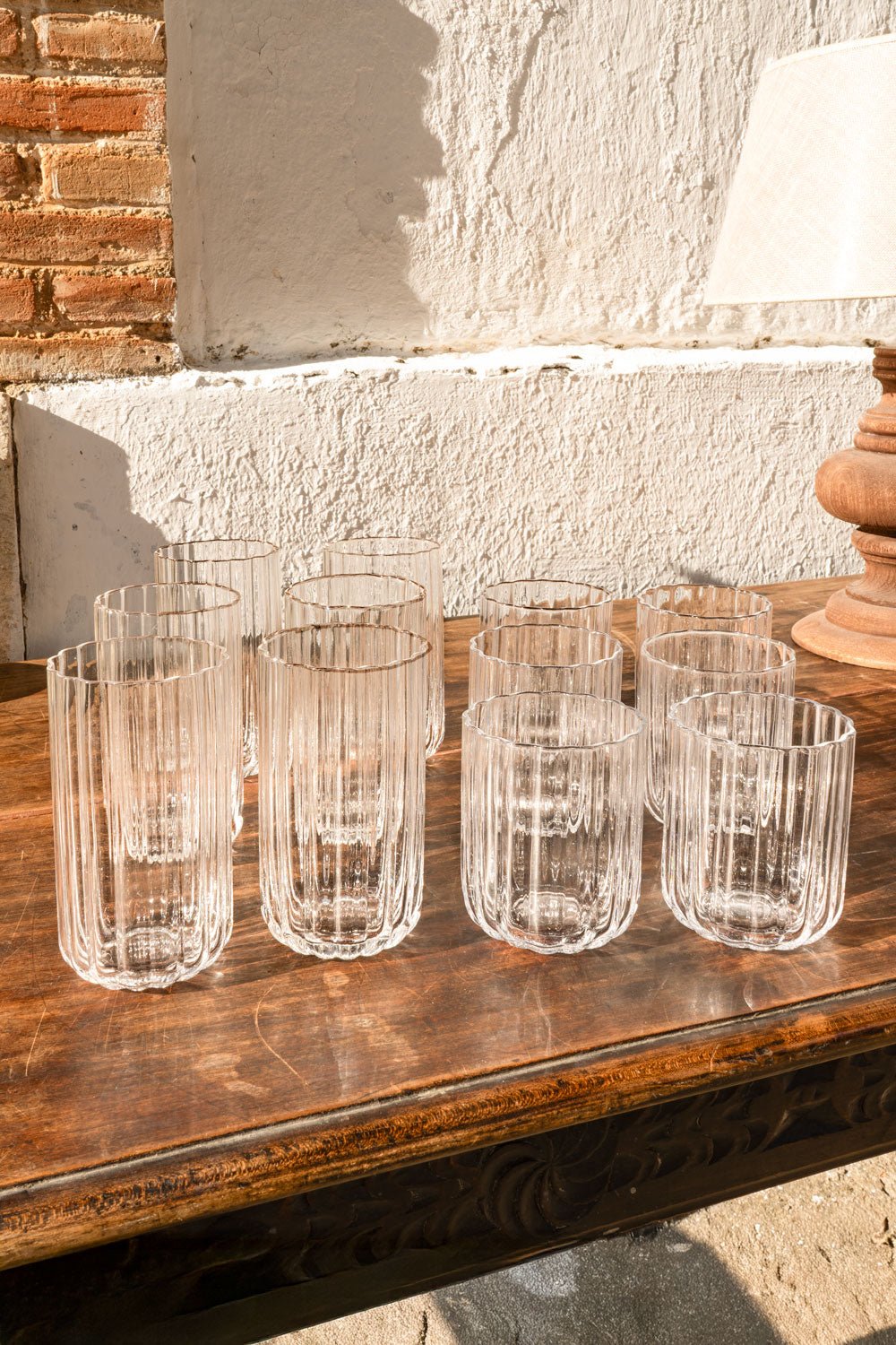 Conjunto de 12 Copos de Cristal com Ondas