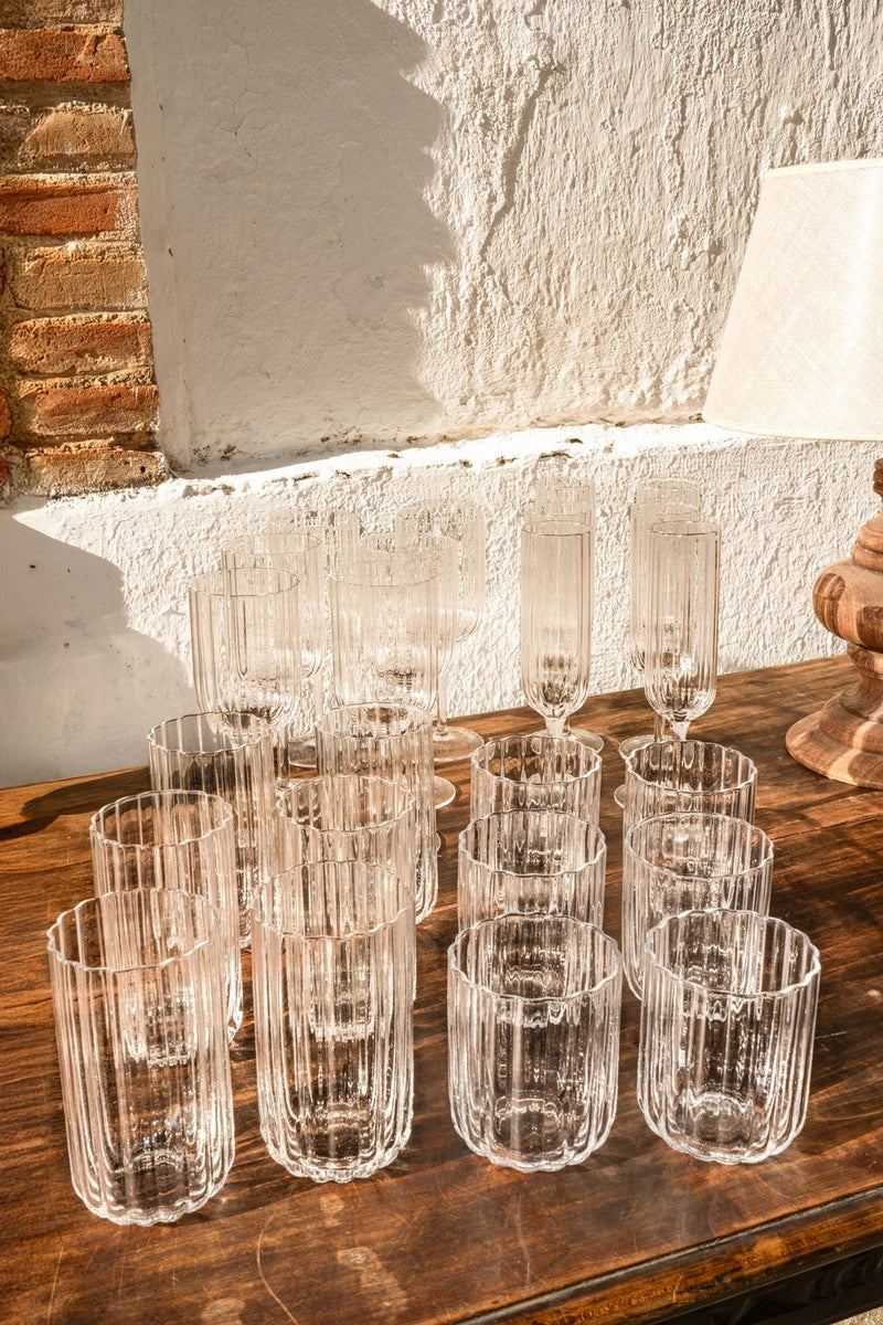 Komplettes Kristallglas-Set mit Wellen-Design | Kristallgläser