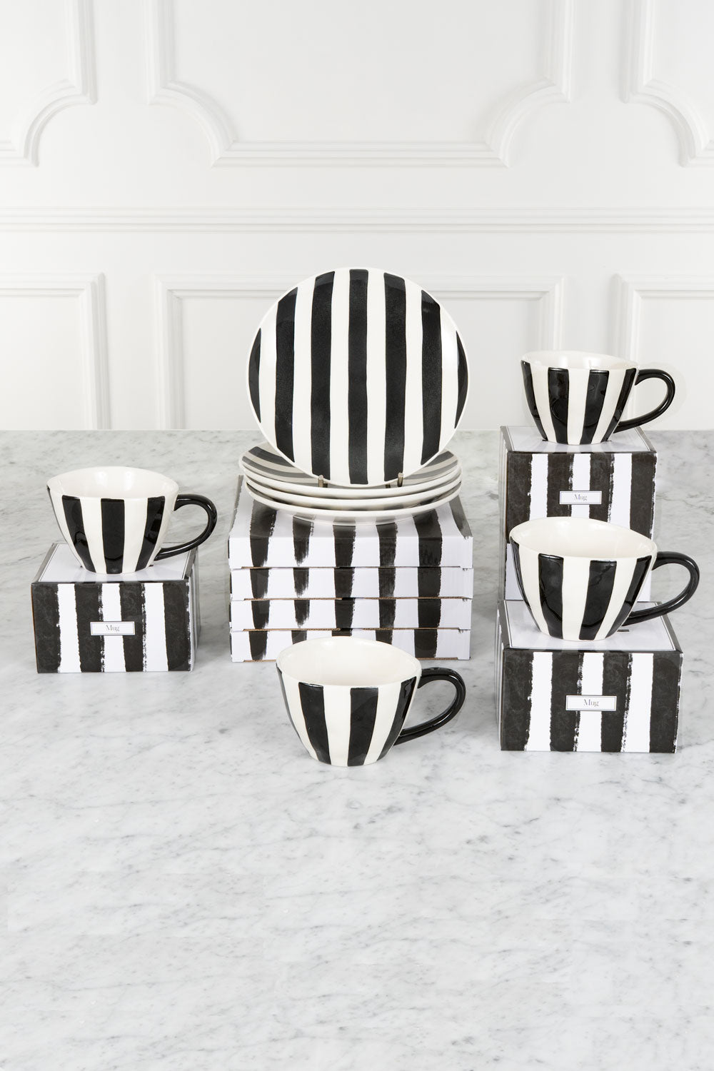 Vajilla Artesana Rayas Verticales 4 Personas Cristina Oria