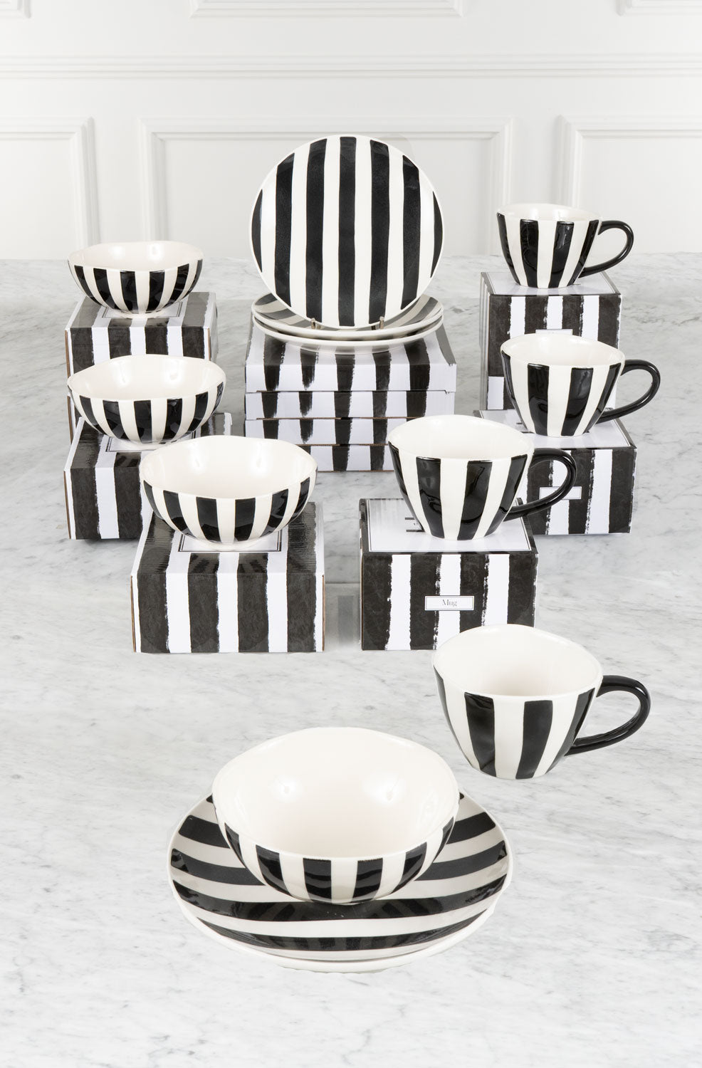 Vajilla Artesana Rayas Verticales & Cuencos 6 Personas Cristina Oria 