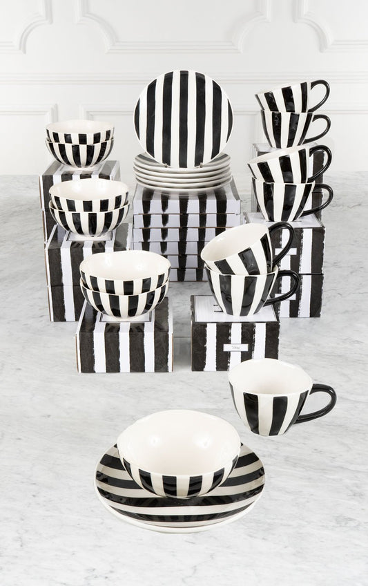 Vajilla Artesana Rayas Verticales & Cuencos 4 Personas Cristina Oria 