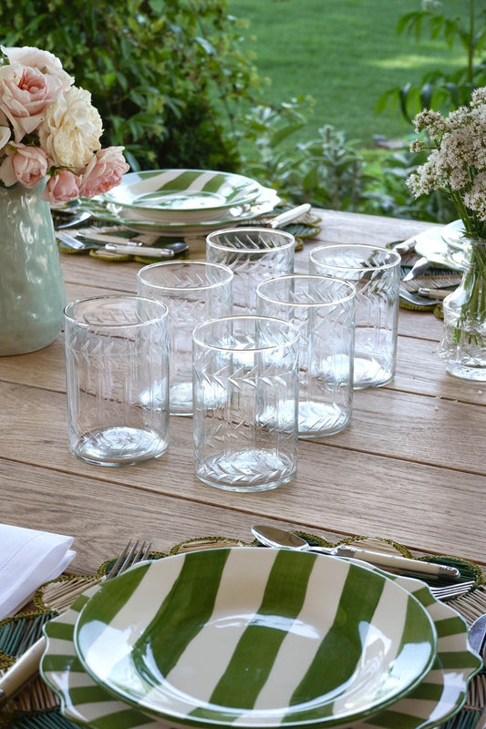 Set 6 Vasos Grandes Cristal Tallado Cristina Oria 