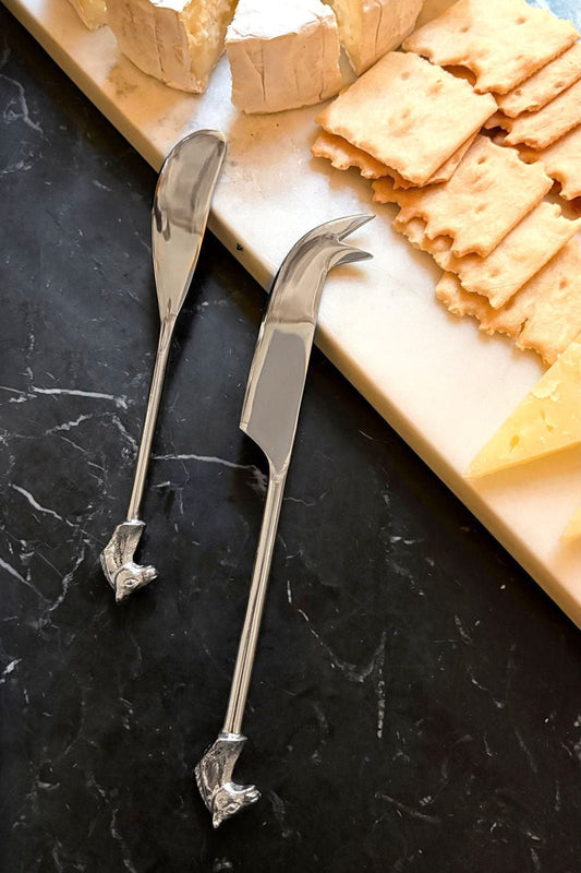 Set de 2 couteaux à fromage avec motif de chevaux