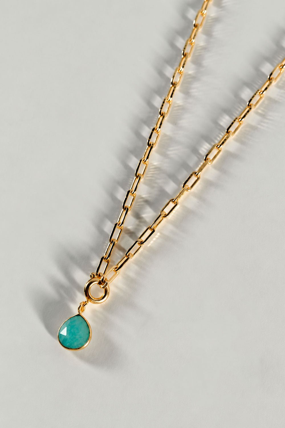 Combinación Cadena & Colgante Dorado Piedra Amazonita