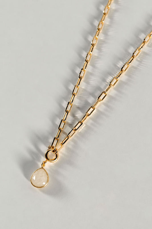 Combinación Cadena & Colgante Dorado Piedra Lunar