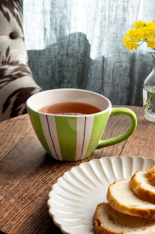 Mug Artesana Verde Con Rayas CO Cristina Oria