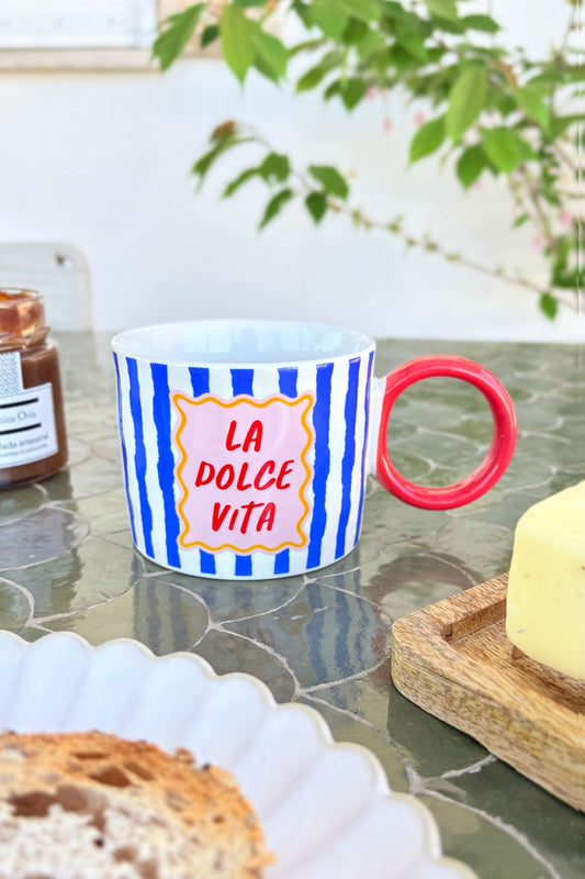 Azul Taza De Porcelana Diseño Urban Rayas Cristina Oria