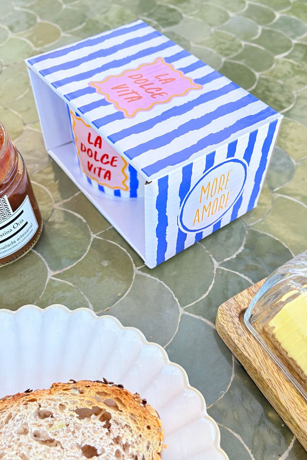 Detalles Caja Taza De Porcelana Diseño Urban Rayas Cristina Oria