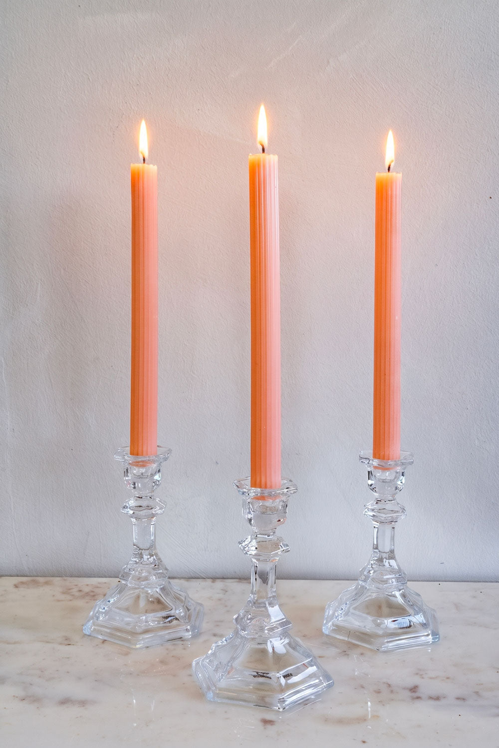 Coral Set De 3 Velas Con Diseño Rayas En Relieve Colores Pastel Cristina Oria