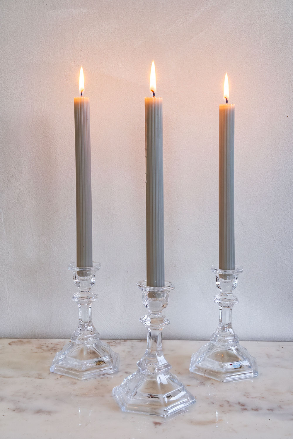 Gris Set De 3 Velas Con Diseño Rayas En Relieve Colores Pastel Cristina Oria