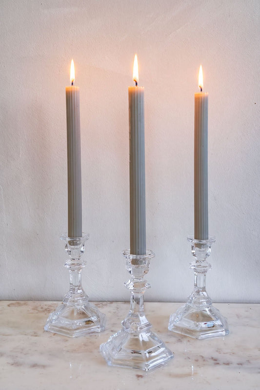 Gris Set De 3 Velas Con Diseño Rayas En Relieve Colores Pastel Cristina Oria