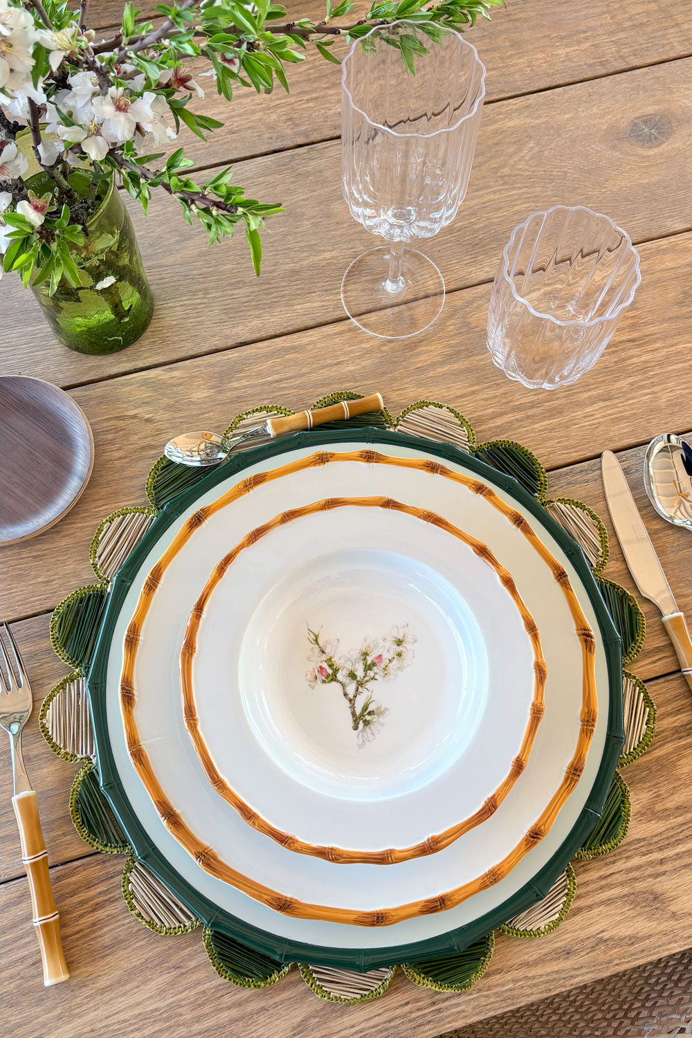 Plato De Postre Diseño Bambú & Flor Almendro Cristina Oria 