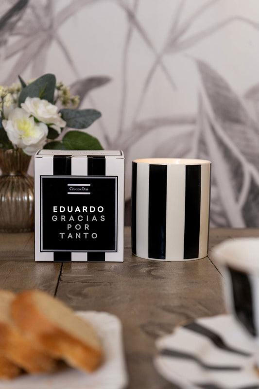 Vela Diseño Rayas Verticales Personalizada Especial Profesores Cristina Oria 