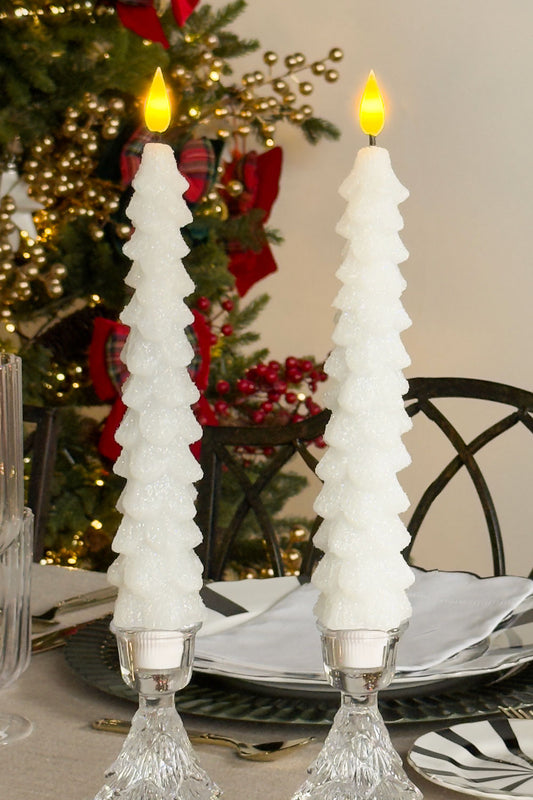 Set De 2 Velas LED Diseño Abeto Blanco Cristina Oria