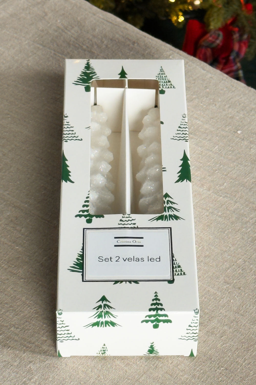 Detalles Set De 2 Velas LED Diseño Abeto Blanco Cristina Oria