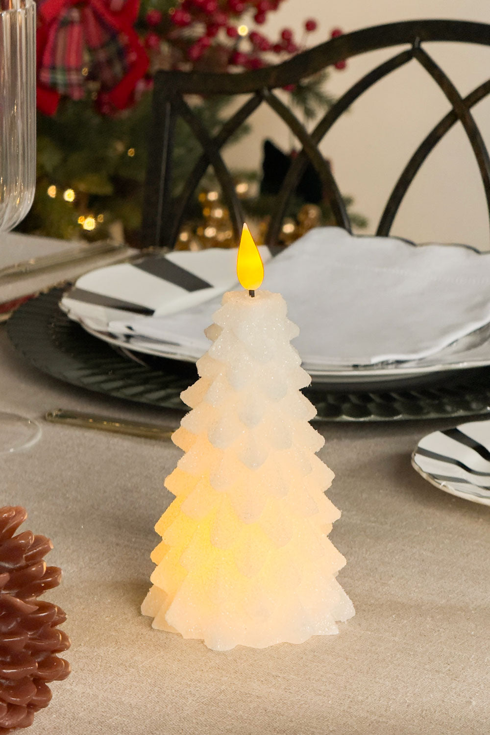 Vela LED Con Diseño De Abeto Color Blanco Cristina Oria