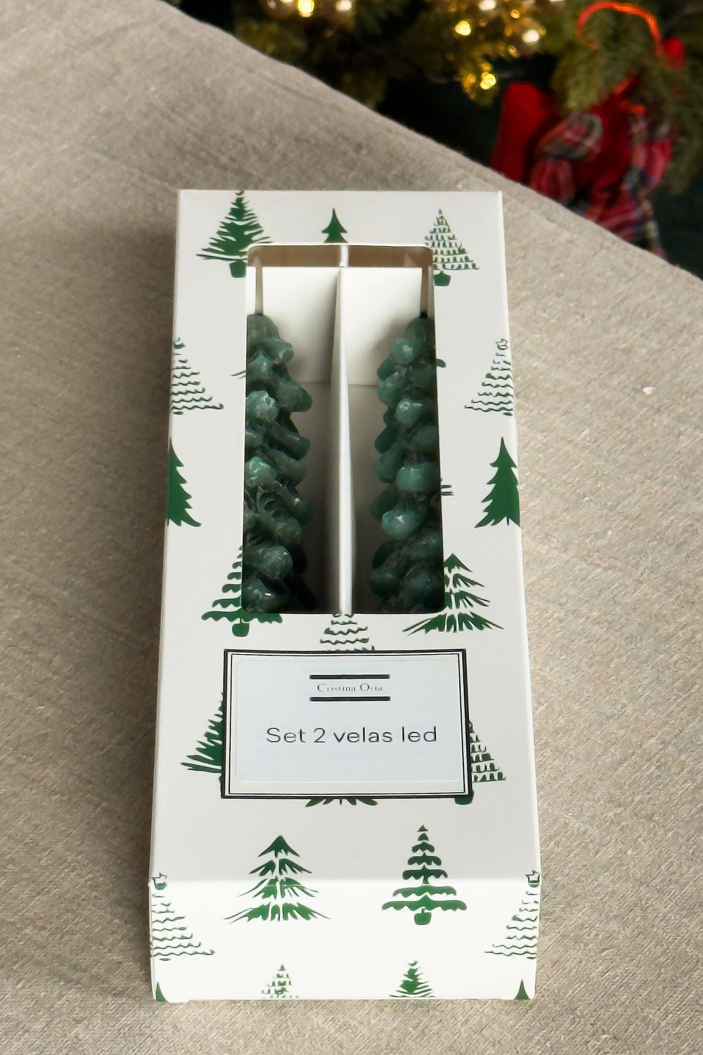 Detalles Set De 2 Velas LED Diseño Abeto Verde Cristina Oria