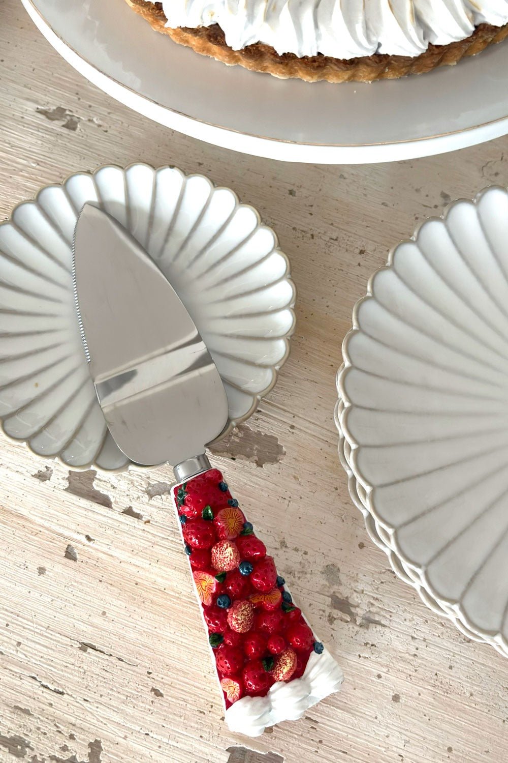 Kuchenschaufel, rotes Obst-Biskuit-Design | Besteck