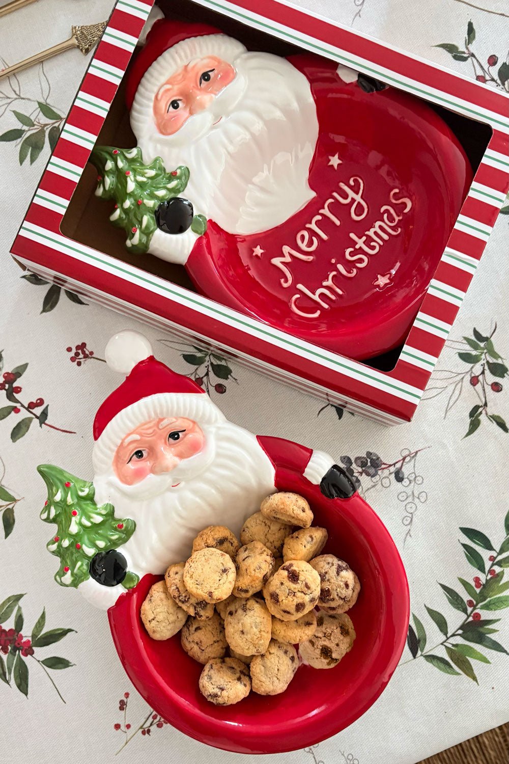 Detalle Caja Cuenco Con Diseño De Papá Noel "Merry Christmas" Cristina Oria 