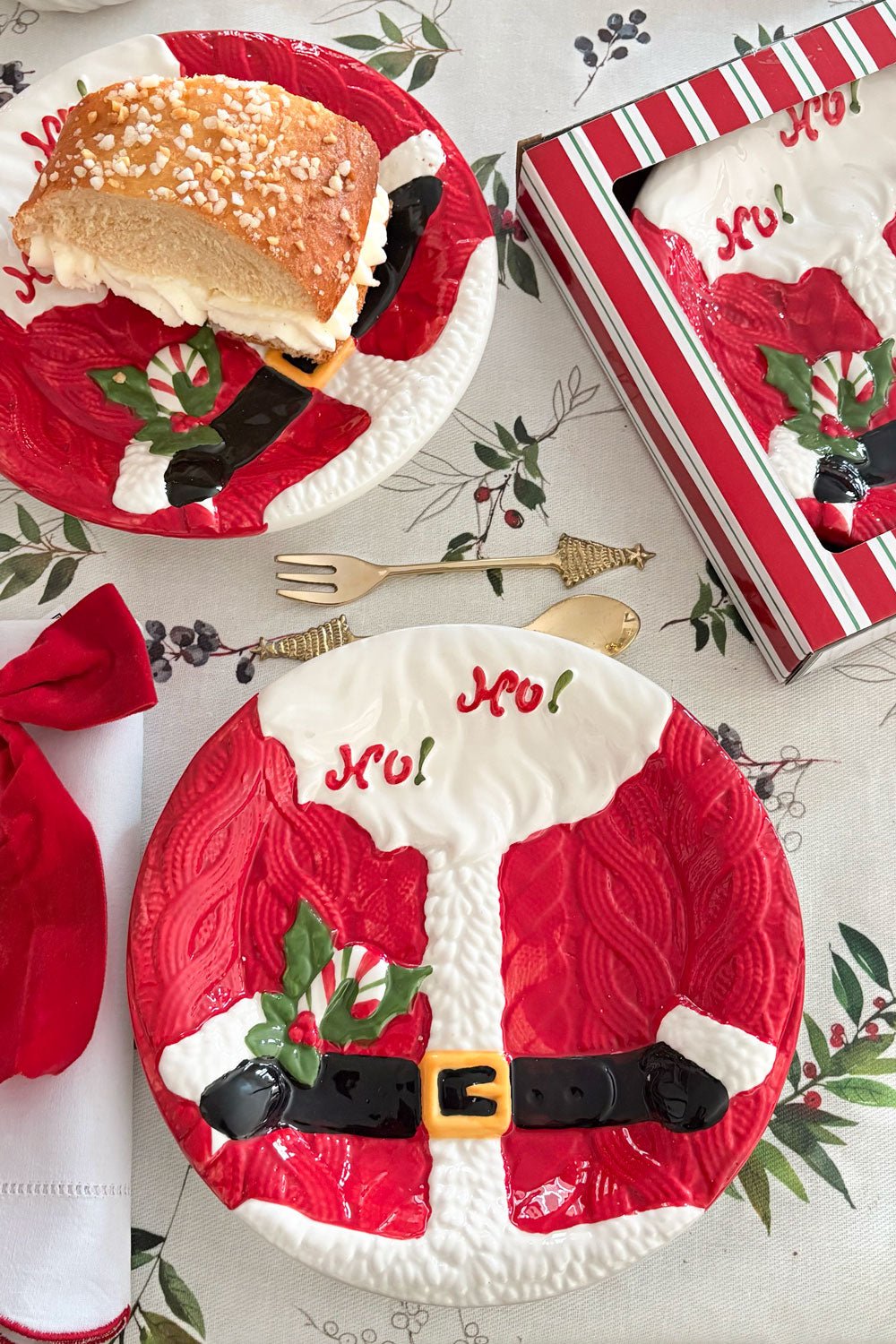 Plato De Postre Con Diseño De Papá Noel Cristina Oria 