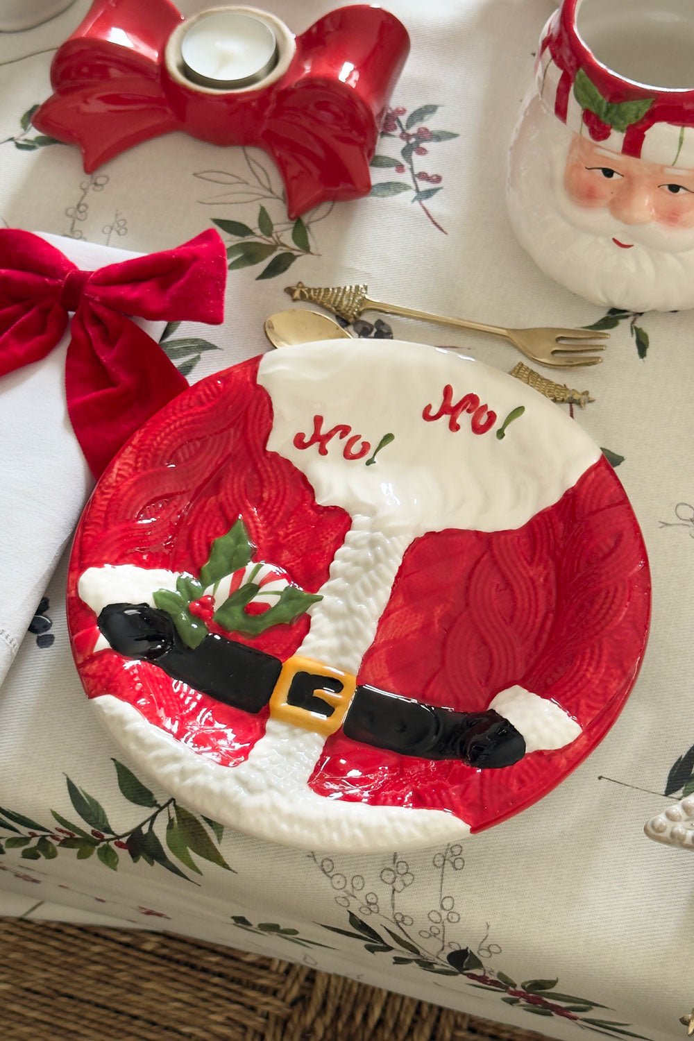 Detalle Plato De Postre Con Diseño De Papá Noel Cristina Oria 