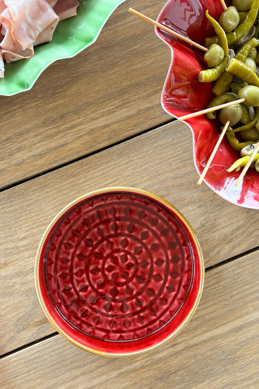 Roja Pequeña Bandeja Redonda Diseño Buganvilla Cristina Oria