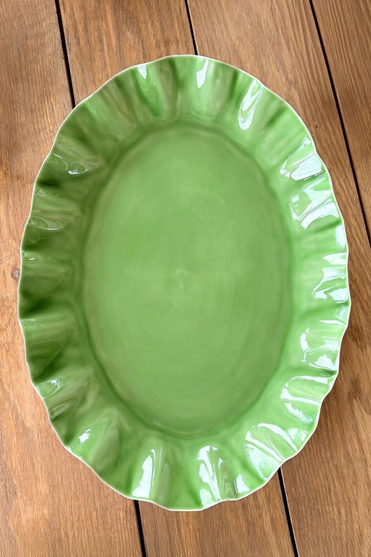 Sin Comida Bandeja Ovalada Acabado Plissé Verde  Cristina Oria