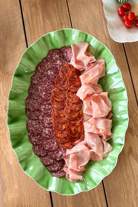 Bandeja Ovalada Acabado Plissé Verde  Cristina Oria