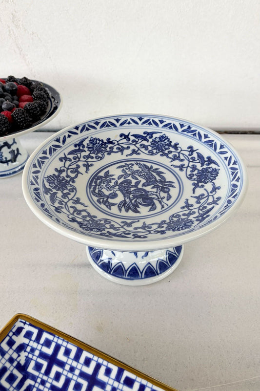 Base Para Tartas De Porcelana Azul Y Blanca Cristina Oria