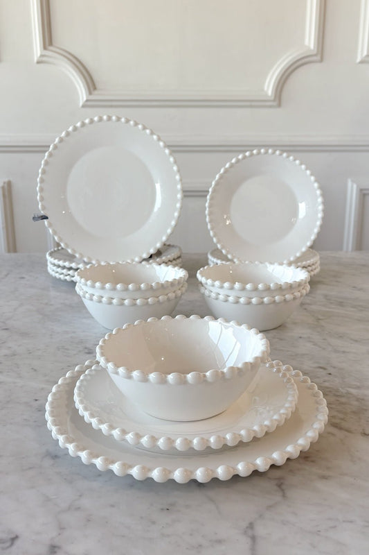 Vajilla Porcelana Blanca Diseño Bolitas 4 Personas Cristina Oria 