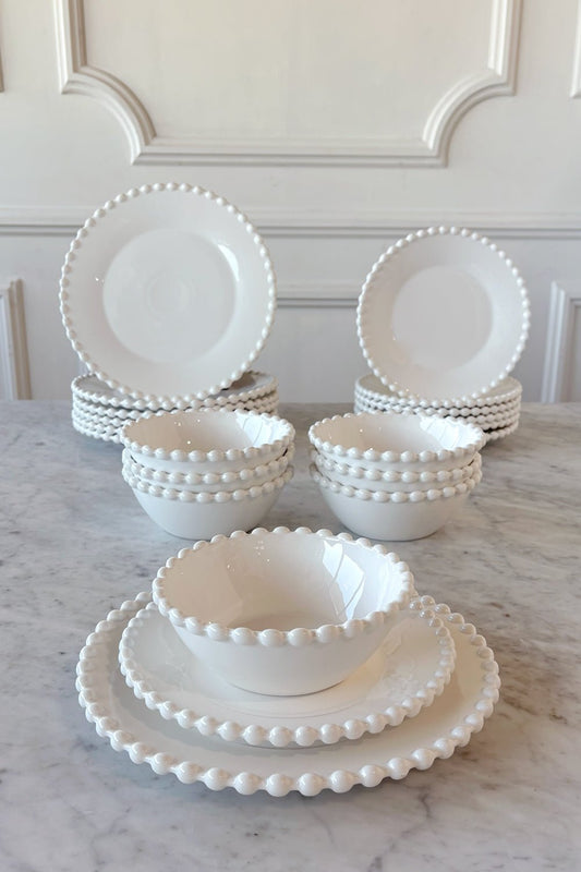 Vajilla Porcelana Blanca Diseño Bolitas 6 Personas Cristina Oria 
