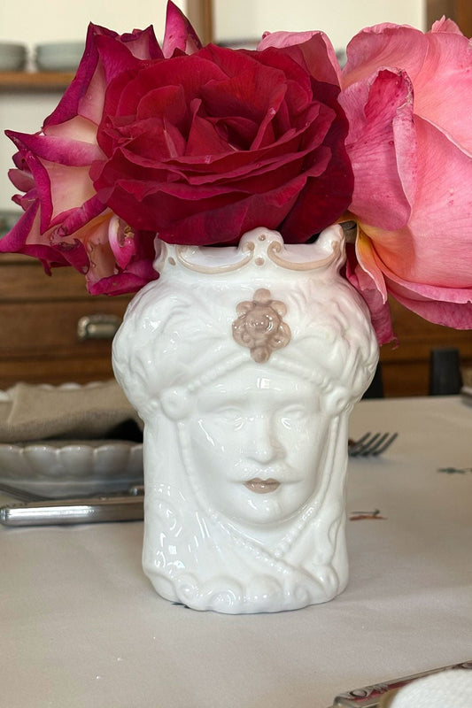 Jarrón Busto Diseño Hindú Blanco Hombre Cristina Oria 