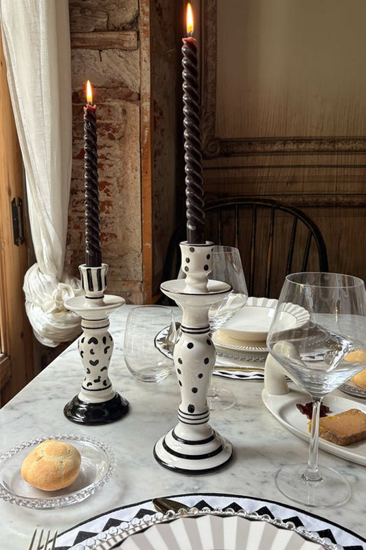 Candelabro Blanco Y Negro Grande Cristina Oria 