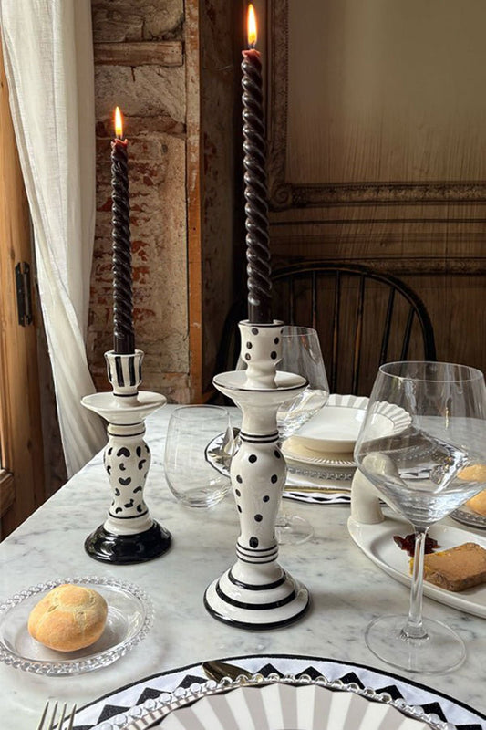 Candelabro Branco e Preto Grande