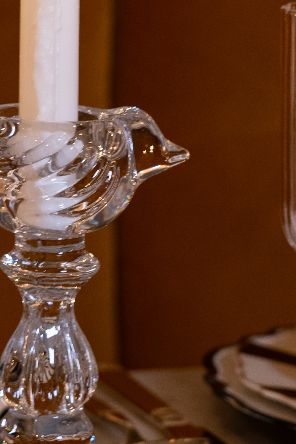 Detalle Candelabro De Cristal Con Diseño De Pájaro Cristina Oria 