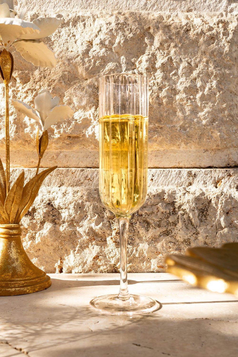 Calice da champagne in cristallo con onde
