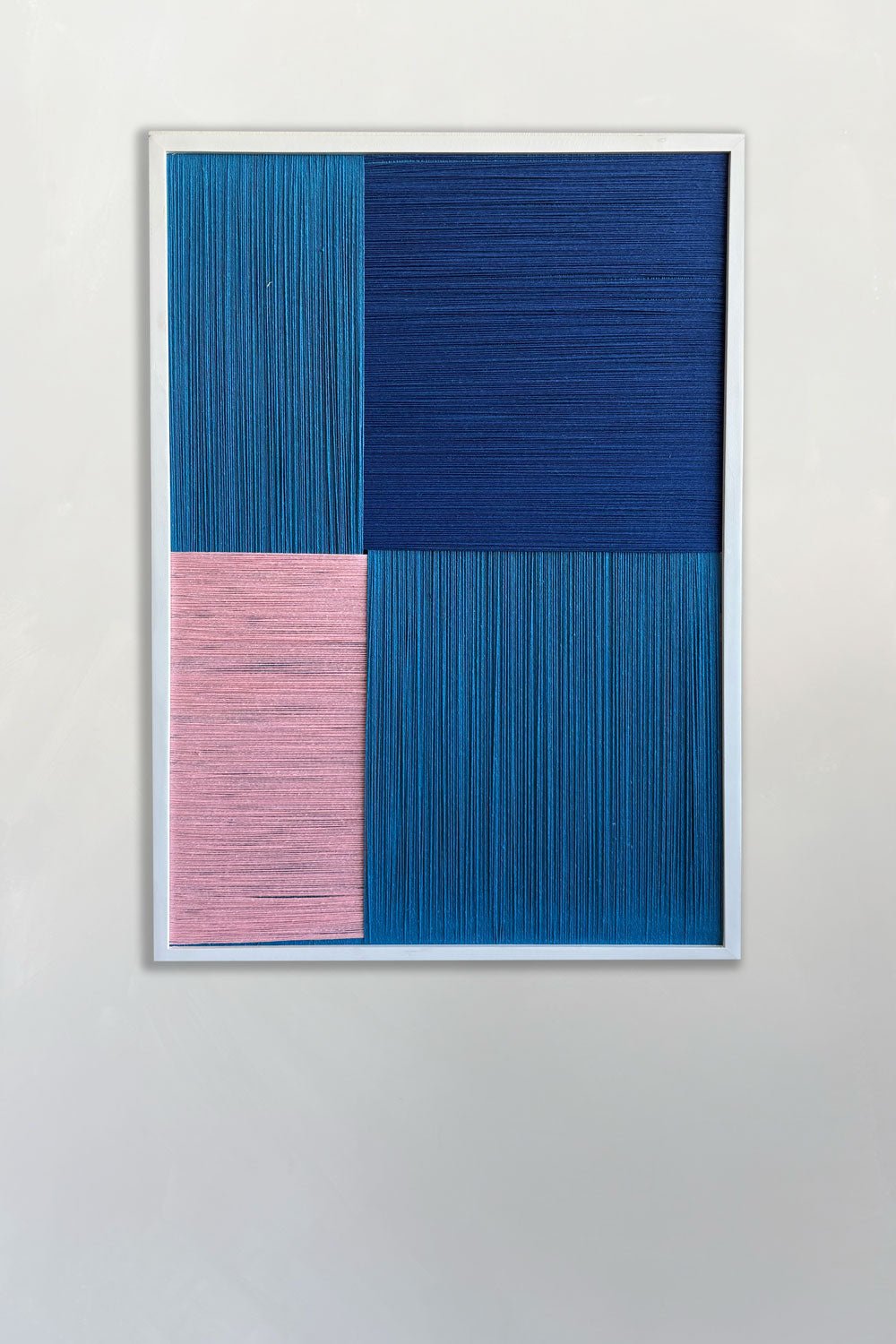 Cuadro Geométrico De Lino Con Efecto 3D Azul Cristina Oria 