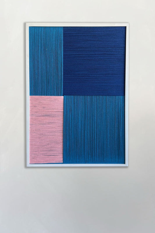 Cuadro Geométrico De Lino Con Efecto 3D Azul Cristina Oria 