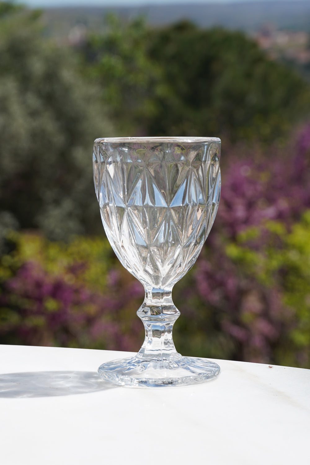 Lot 6 verres à vin cristal transparent à losanges